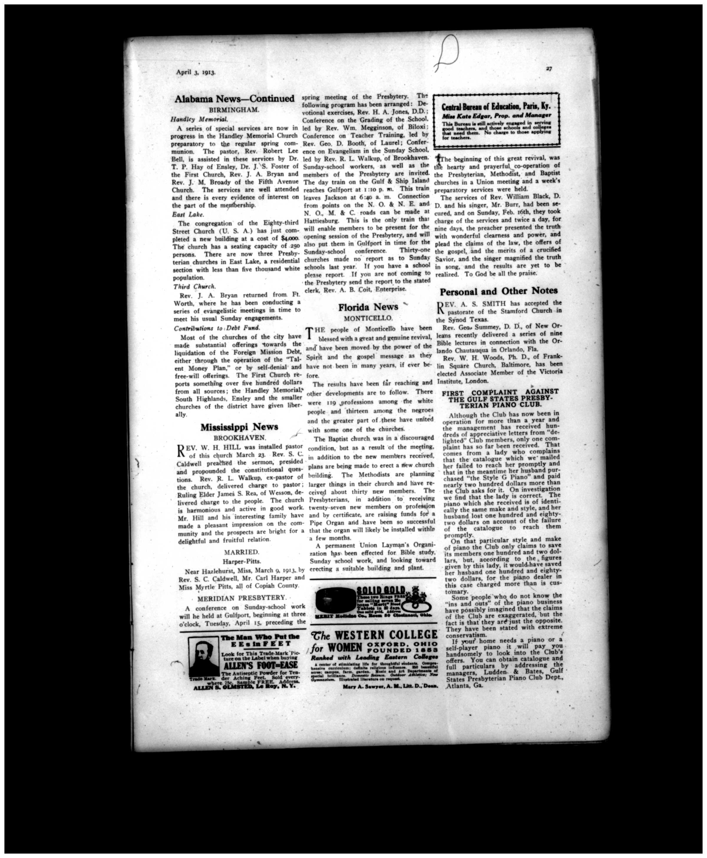 Meetings at Handley, and note about return from Fort Worth